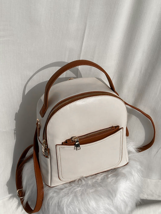 Mini Leather Backpack | Beige