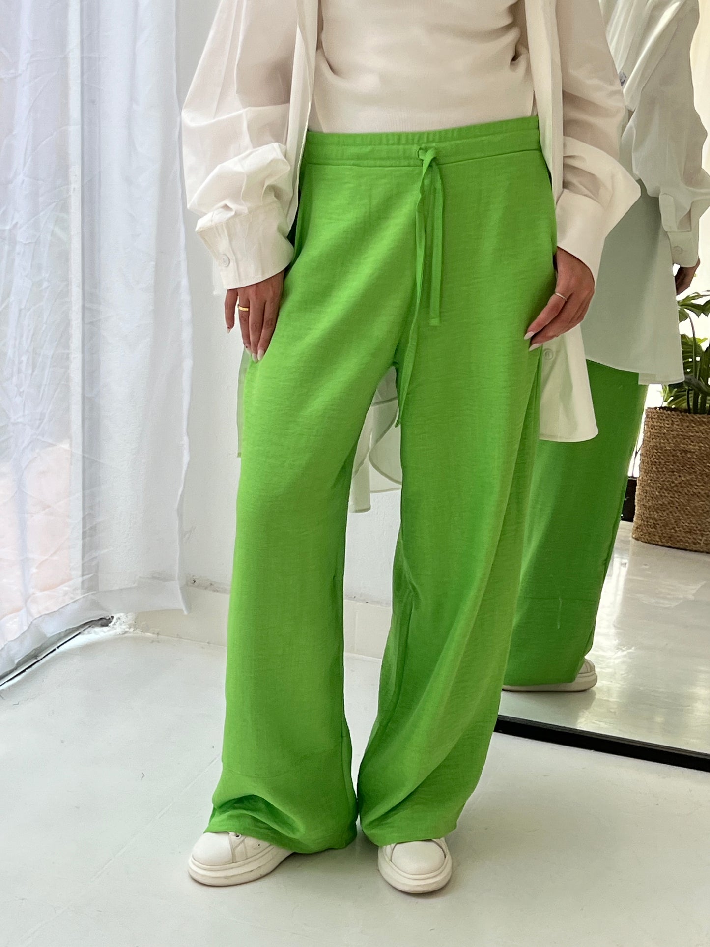 LINEN PANTS-GREEN