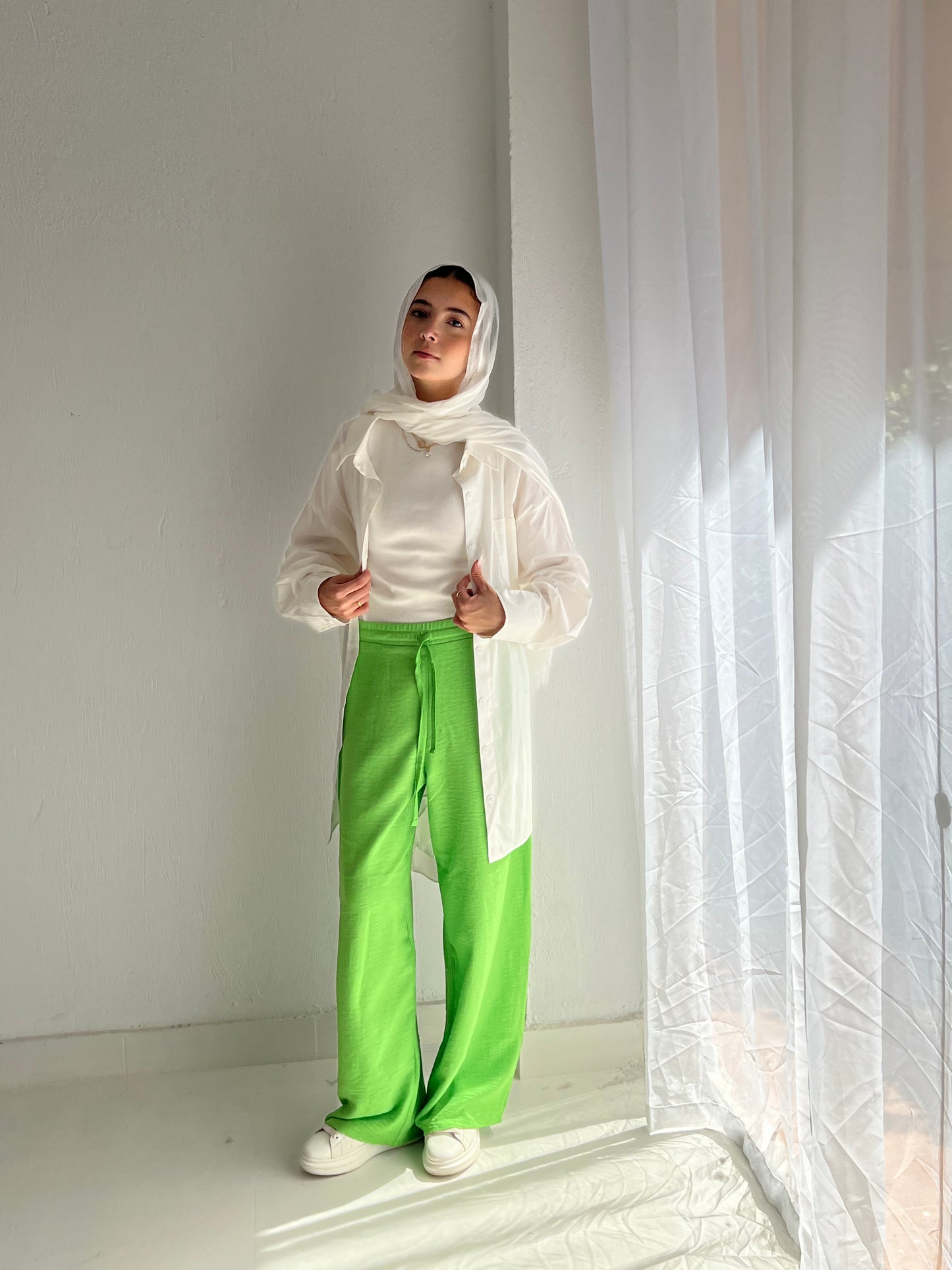 LINEN PANTS-GREEN