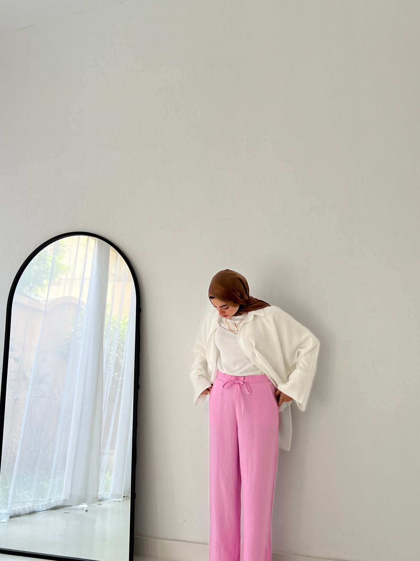 LINEN PANTS-PINK