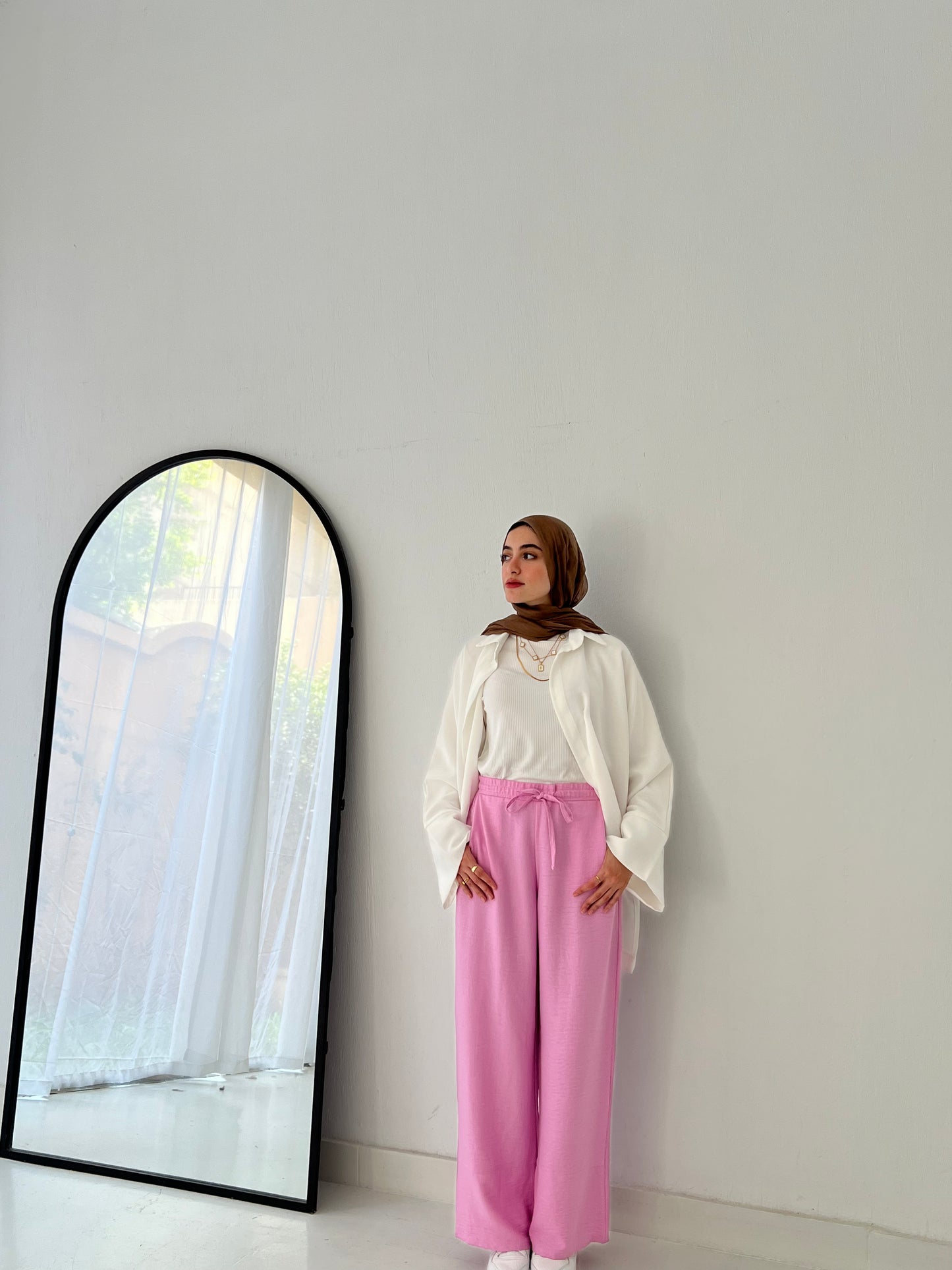 LINEN PANTS-PINK