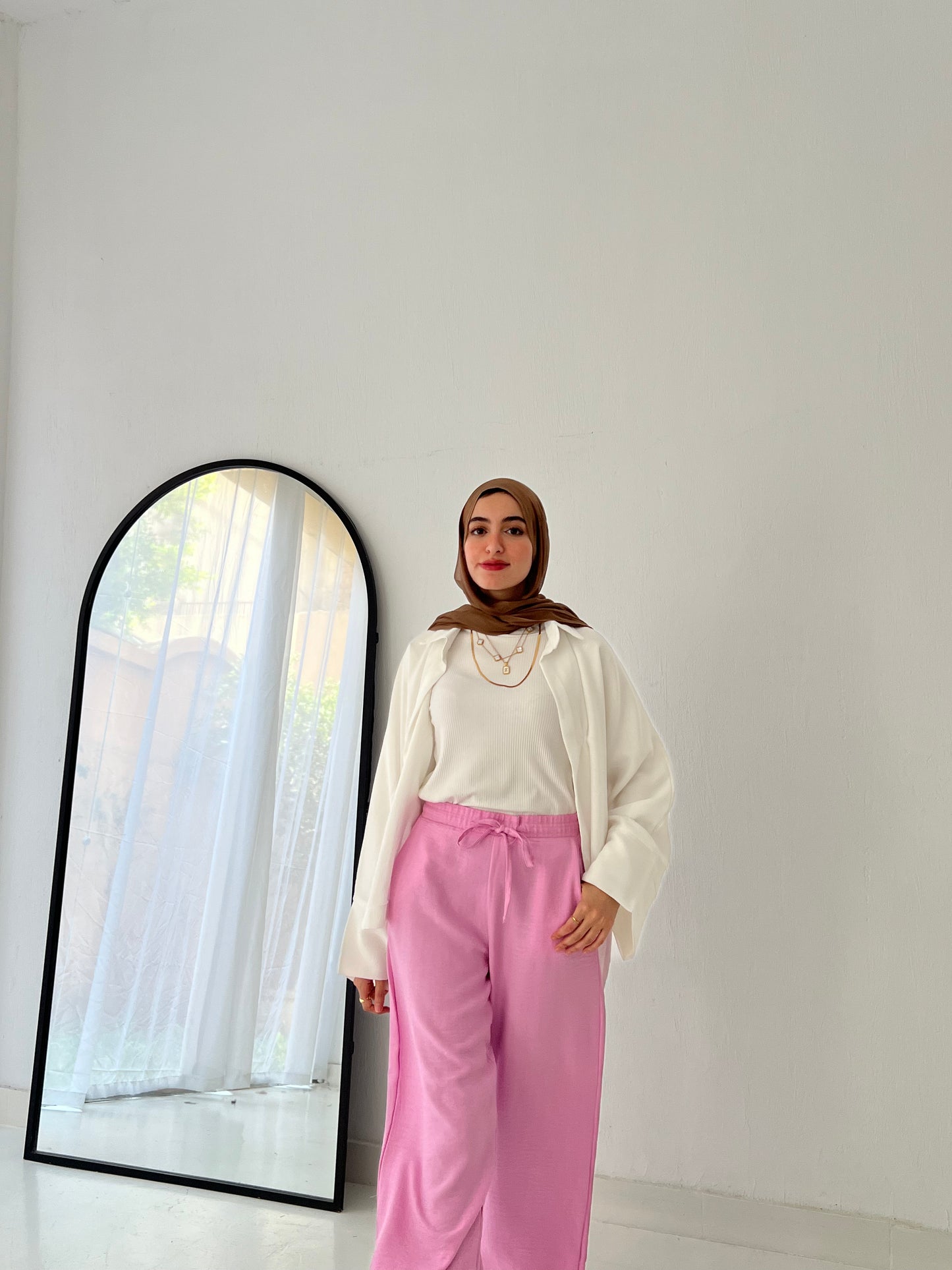 LINEN PANTS-PINK