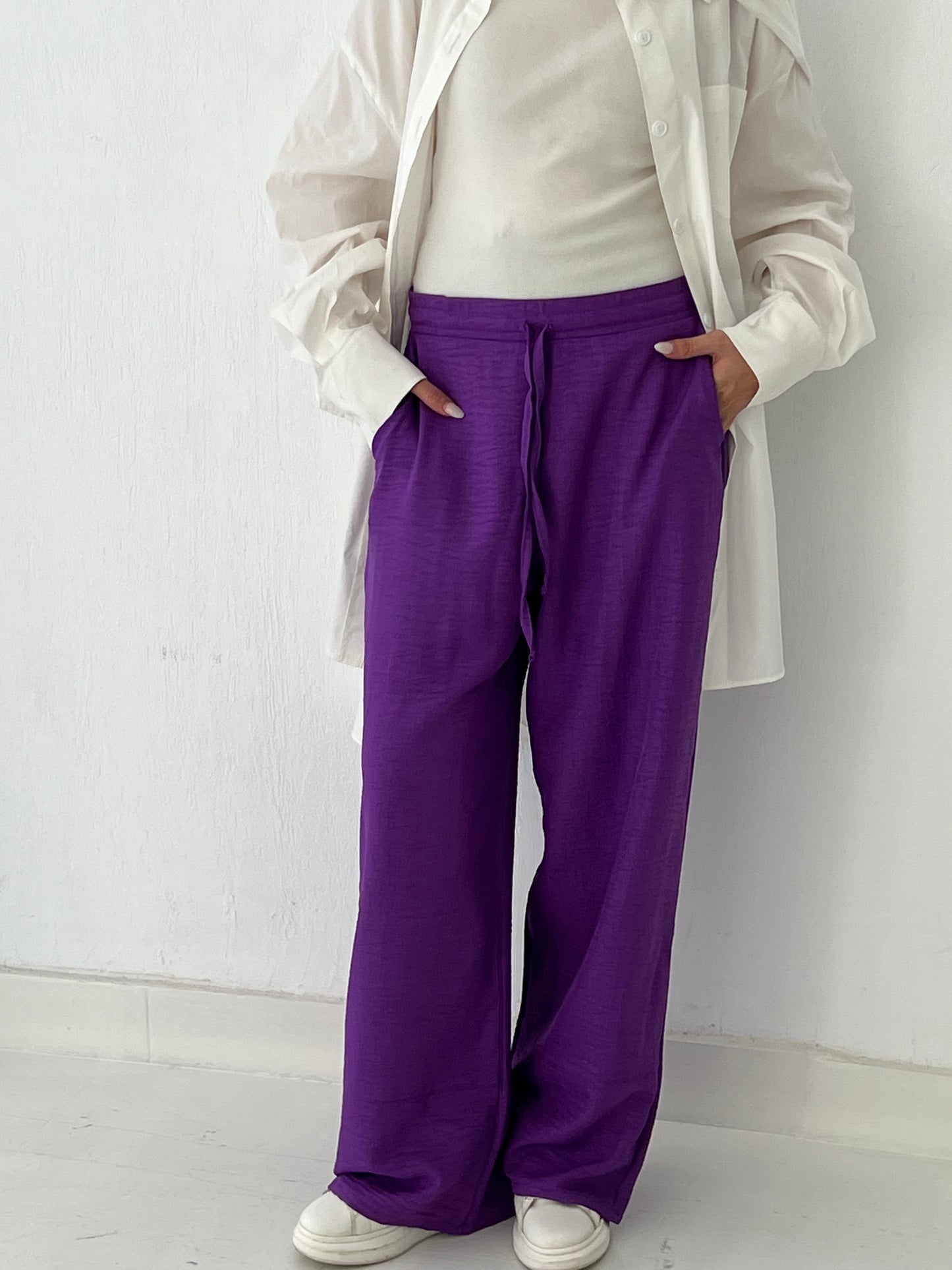 LINEN PANTS-PURPLE