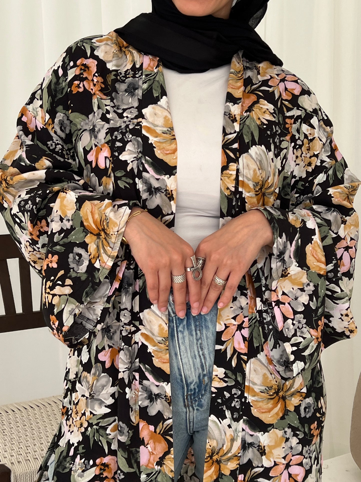 Floral cotton kimono