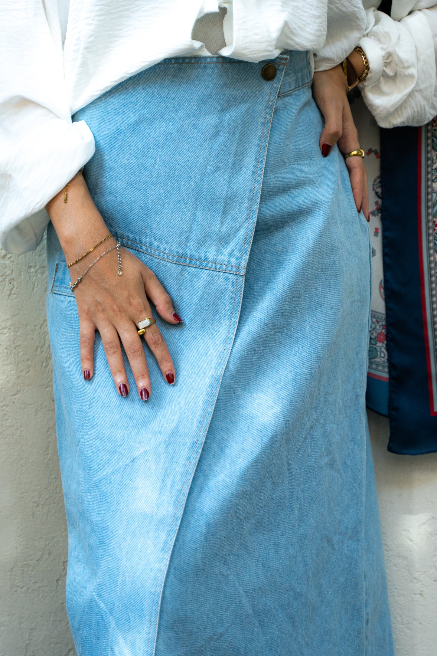 Denim Skirt in Light Blue