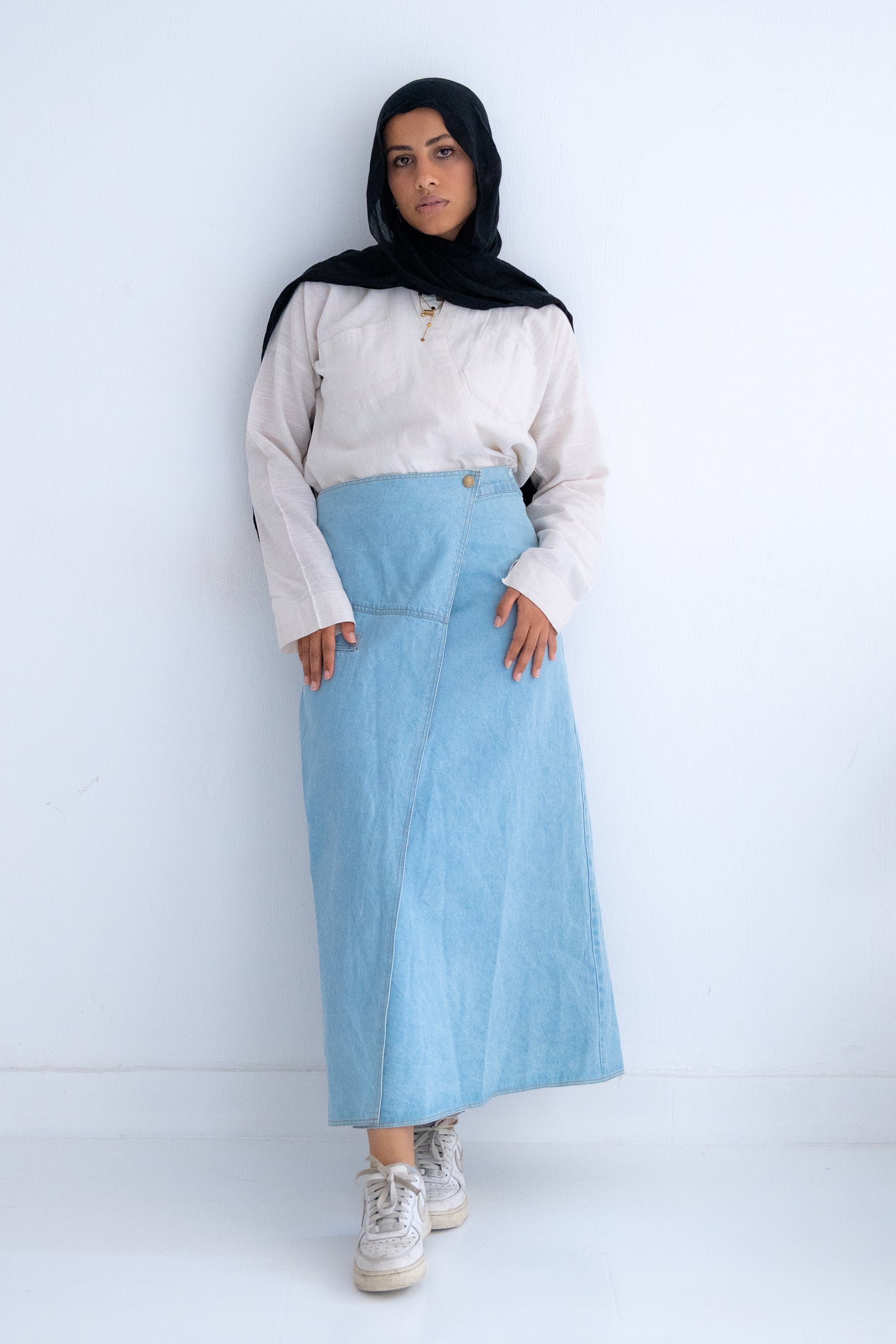 Denim Skirt in Light Blue