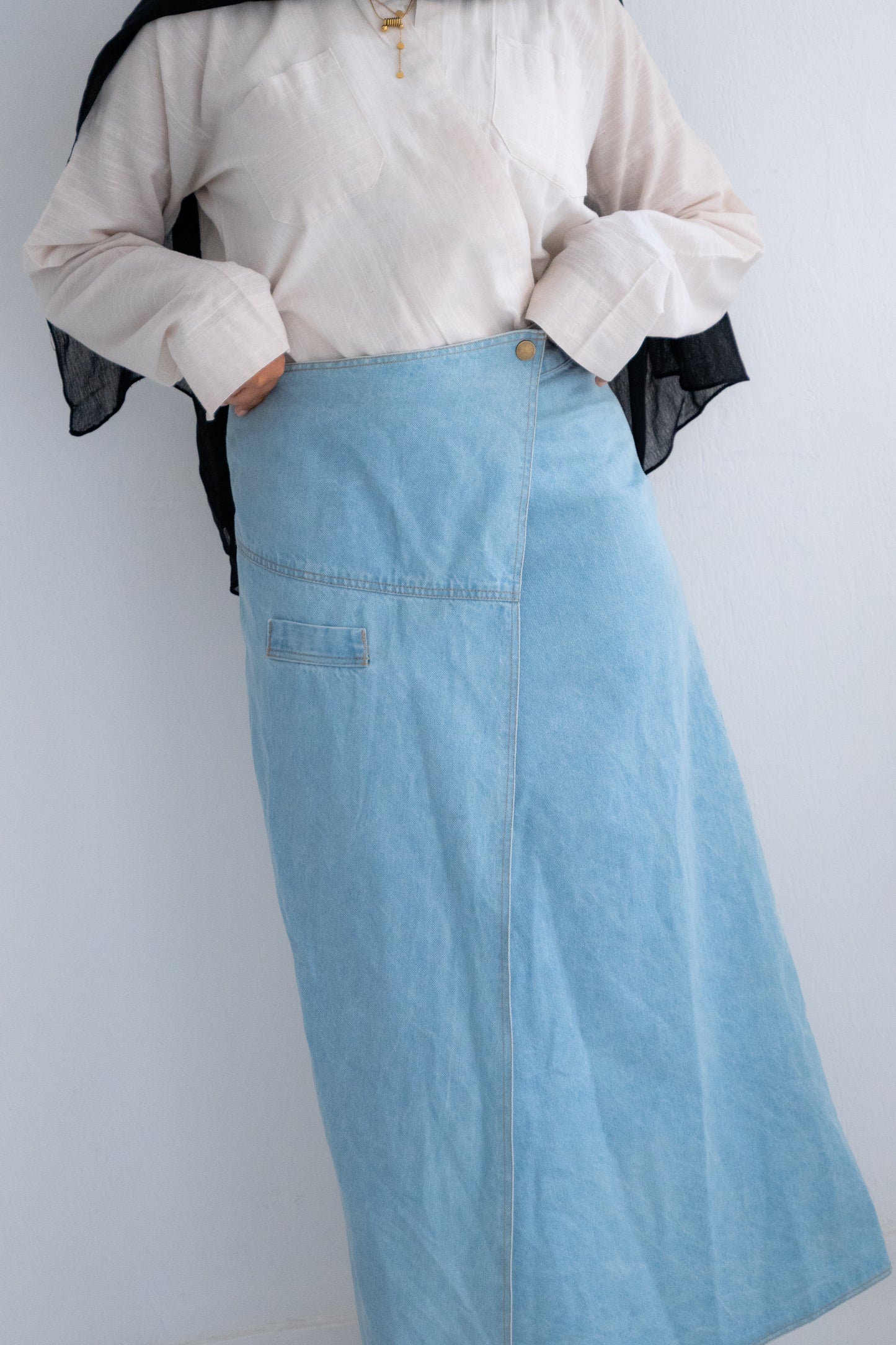 Denim Skirt in Light Blue